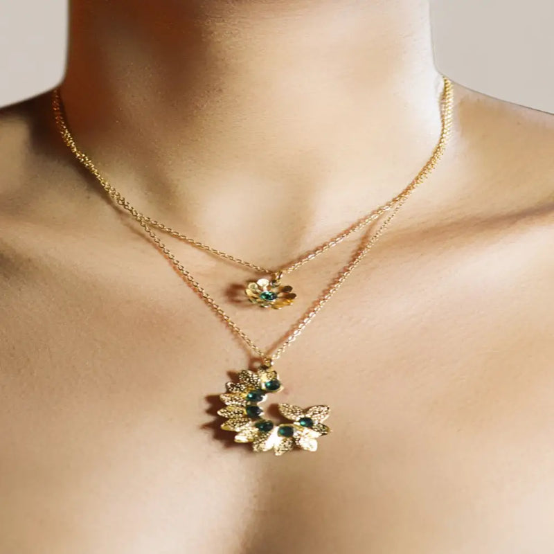 SWAROVSKI CRYSTAL GOLD FLORAL NECKLACE