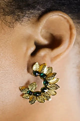 SWAROVSKI CRYSTAL GOLD FLORAL EARRINGS