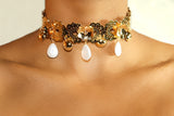 GOLDEN SWAROVSKI SEA PEARL CHOKER NECKLACE - Leopards Avenue